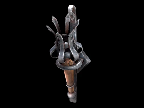 Torch and Candles Castle Dungeon Lighting Furniture Set 3D Model