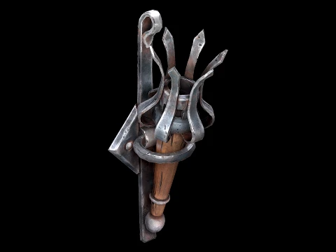 Torch and Candles Castle Dungeon Lighting Furniture Set 3D Model