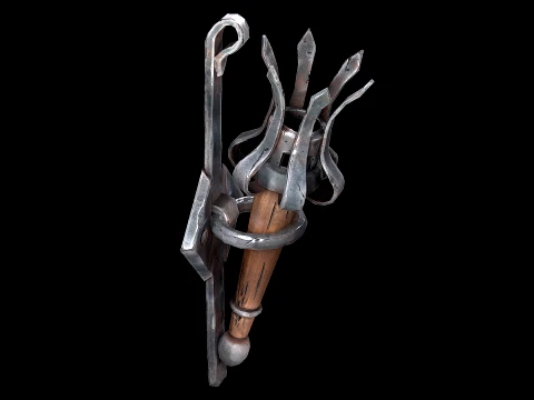 Torch and Candles Castle Dungeon Lighting Furniture Set 3D Model