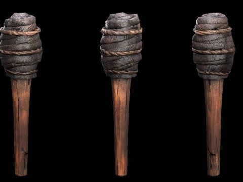 Torch and Candles Castle Dungeon Lighting Furniture Set 3D Model