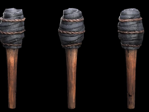 Torch and Candles Castle Dungeon Lighting Furniture Set 3D Model