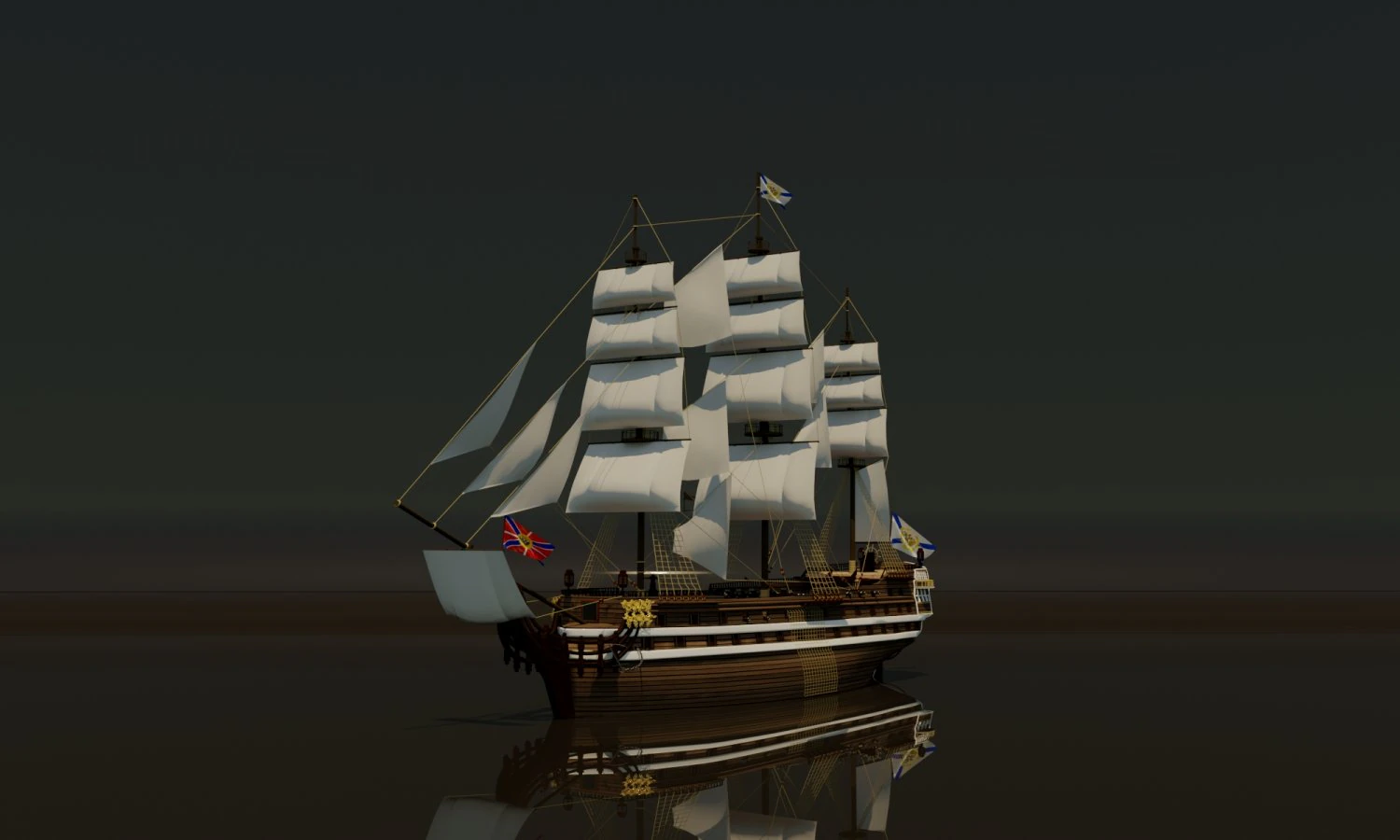 Sailing ship 3D Model .c4d .max .obj .3ds .fbx .stl .blend 