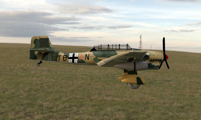Junkers Ju-87 3D 模型 .c4d .max .obj .3ds .fbx .stl .blend
