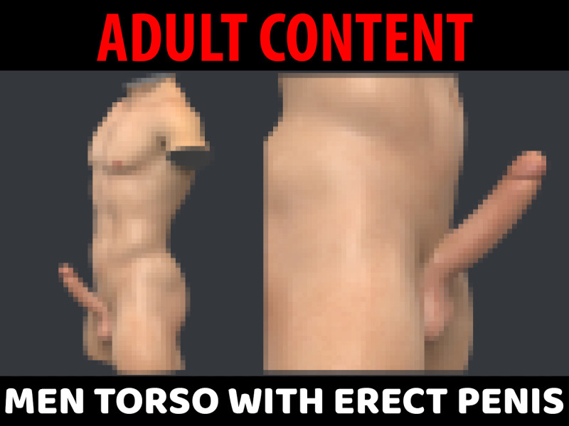 Realistic Men Torso with Erect Penis 3D Модель .c4d .max .obj .3ds .fbx .stl .blend