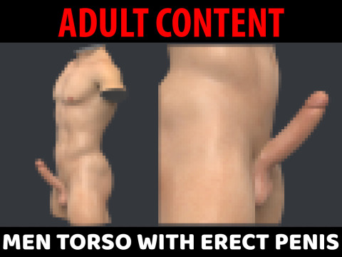 Realistic Men Torso with Erect Penis 3D मॉडल