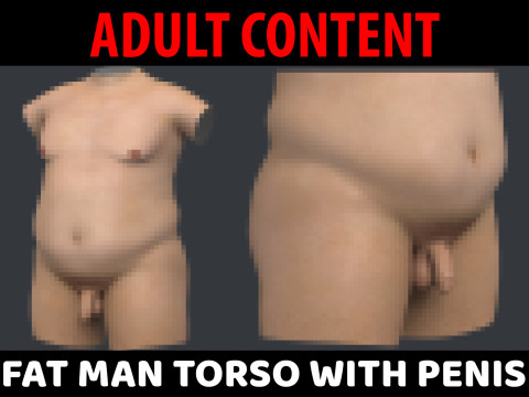 Realistic Adult Fat Man Torso With Penis 3D Model