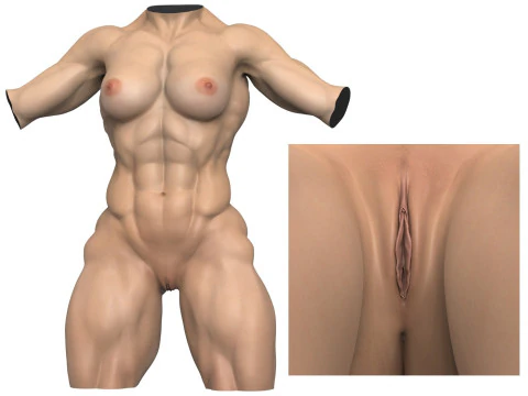 Torse de femme muscl&eacute; photor&eacute;aliste avec vagin Modèle 3D