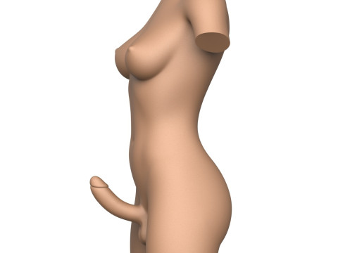 3D Print Ready She Male Torso With Penis 3D Принт Модель