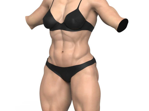 Muscular Woman Torso 3D Model