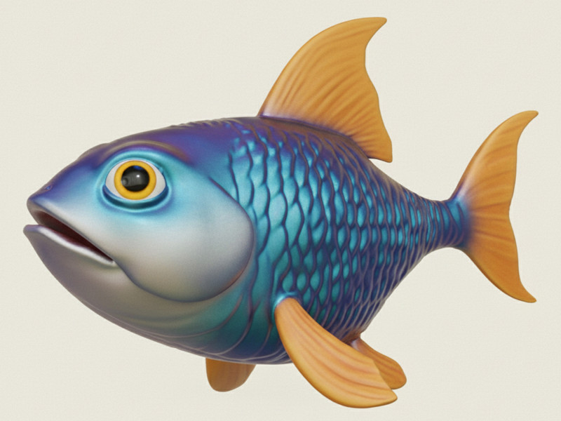 물고기 04 3D 프린트 모델 .c4d .max .obj .3ds .fbx .stl .blend 