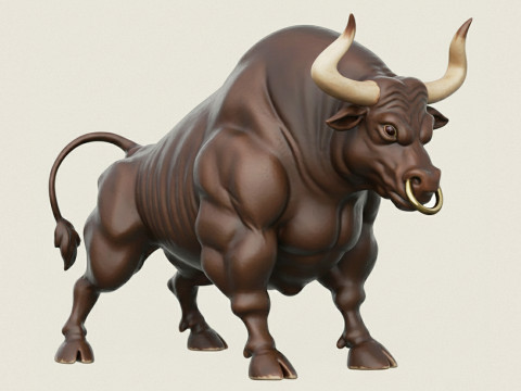 Muscular Young Bull 3D Print Model