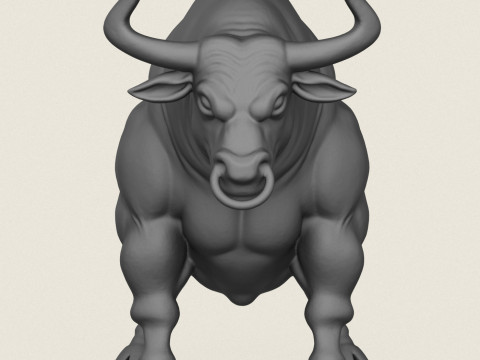 Muscular Young Bull Print Ready Modèles 3D en vedette