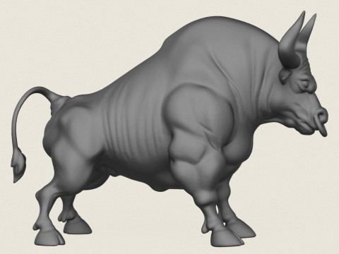 Muscular Young Bull Print Ready Modèles 3D en vedette