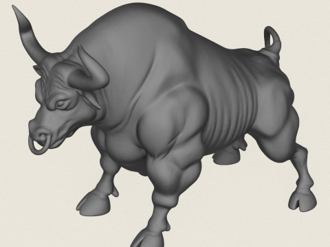 Muscular Young Bull Print Ready Modèles 3D en vedette