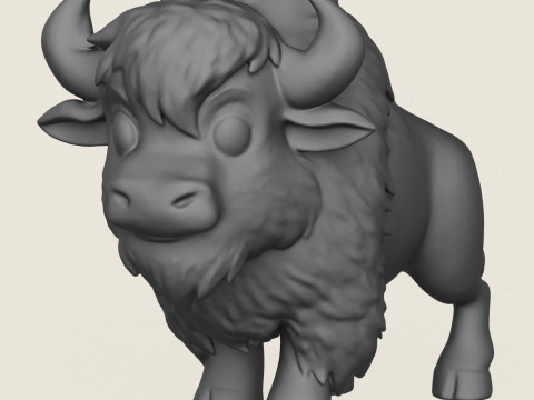 Cartoon Bison 3D Print Model