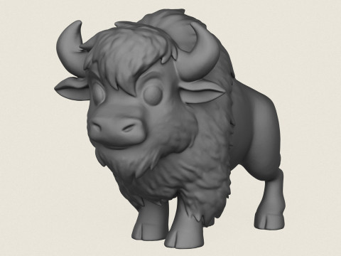 Cartoon Bison Print Ready Modello di stampa 3D