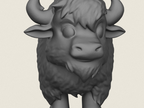 Cartoon Bison Print Ready Modello di stampa 3D