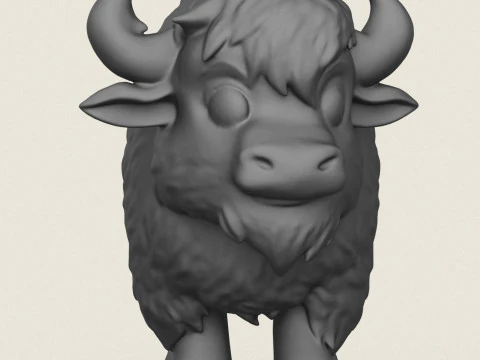Cartoon Bison 3D Print Model