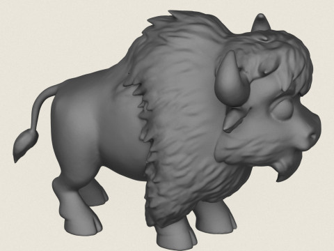 Cartoon Bison Print Ready Modello di stampa 3D
