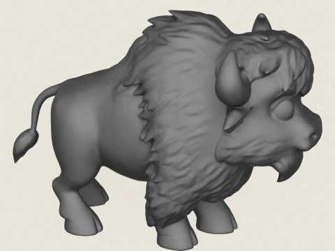 Cartoon Bison 3D Print Model