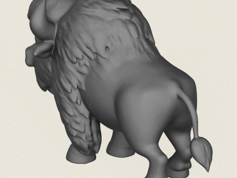 Cartoon Bison 3D Print Model