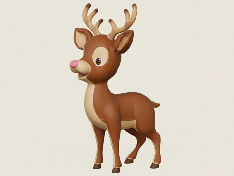 Cartoon Deer 3D Print Model