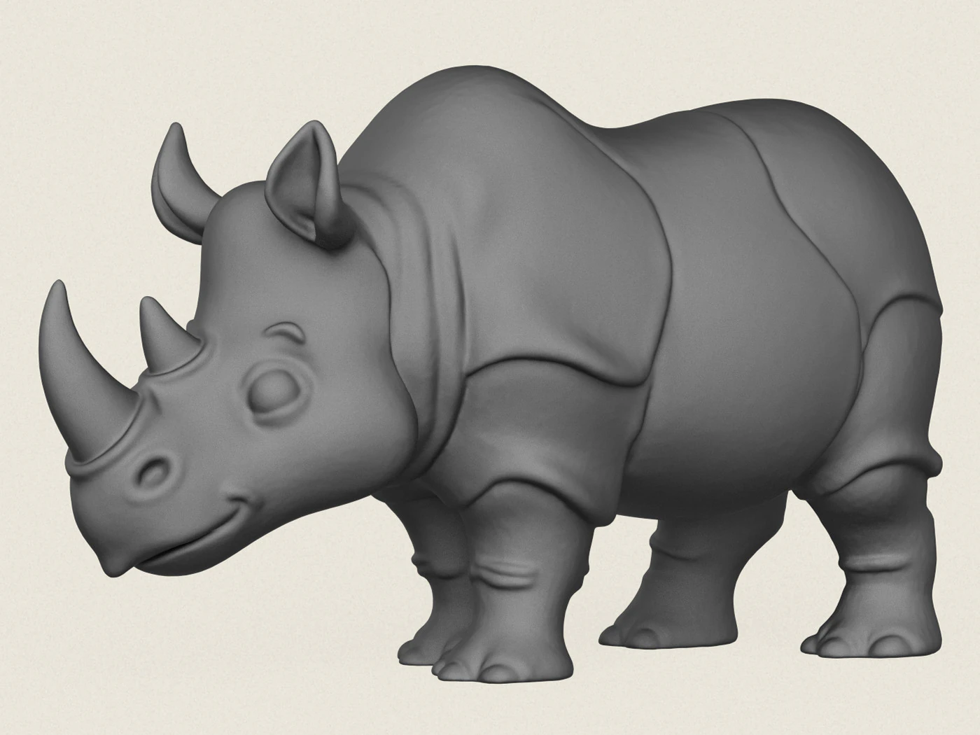 Vahşi Gergedan 3D Baskı Modeli .c4d .max .obj .3ds .fbx .stl .blend 