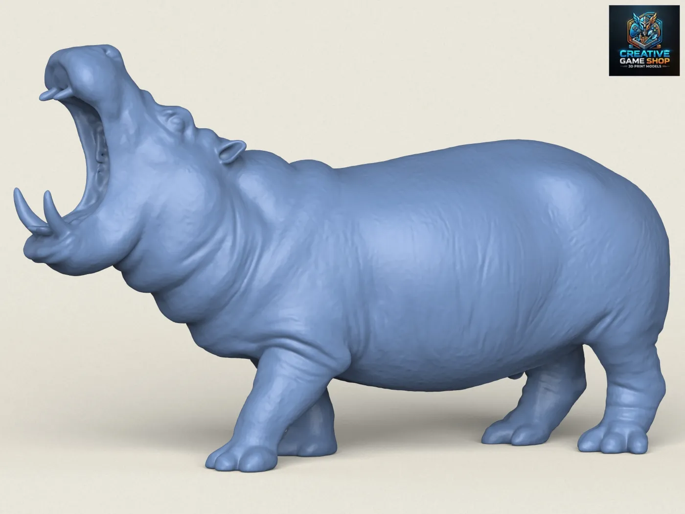 Hippopotamus 3D Print Model .c4d .max .obj .3ds .fbx .stl .blend 