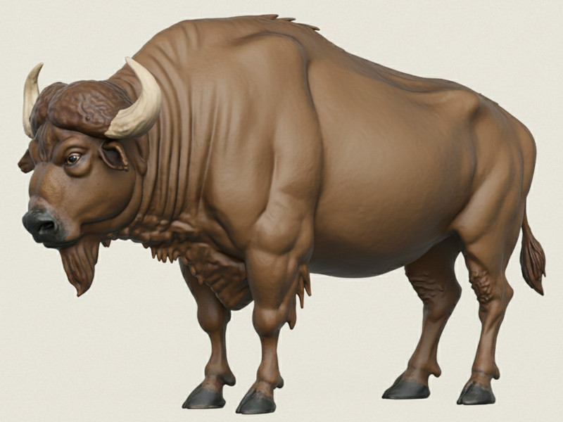 Wild Buffalo 3D Print Model .c4d .max .obj .3ds .fbx .stl .blend