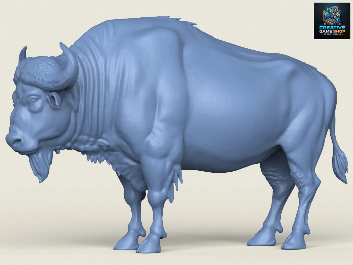 Wild Buffalo 3D Print Model .c4d .max .obj .3ds .fbx .stl .blend