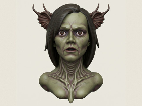 Woman Horror Face Bust 3D Принт Модель