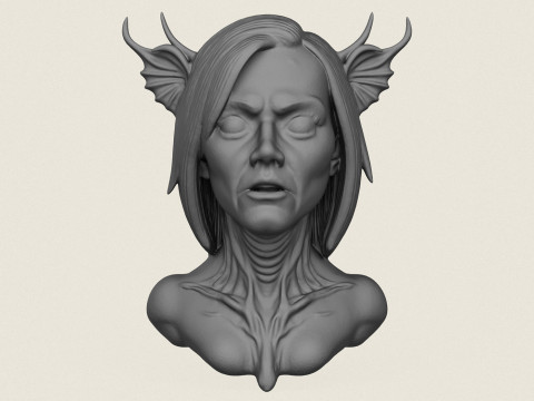 Kadın Korku Y&uuml;z B&uuml;st&uuml; 3D Baskı Modeli