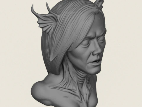 Woman Horror Face Bust 3D Print Model