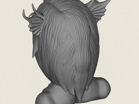 Woman Horror Face Bust 3D Print Model