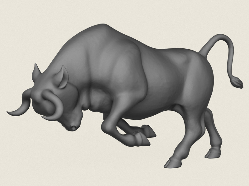 Charging Bull 3D Print Model .c4d .max .obj .3ds .fbx .stl .blend 