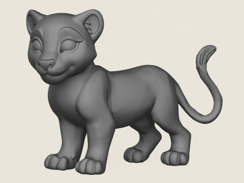 Lion Cub Print Ready Modello di stampa 3D