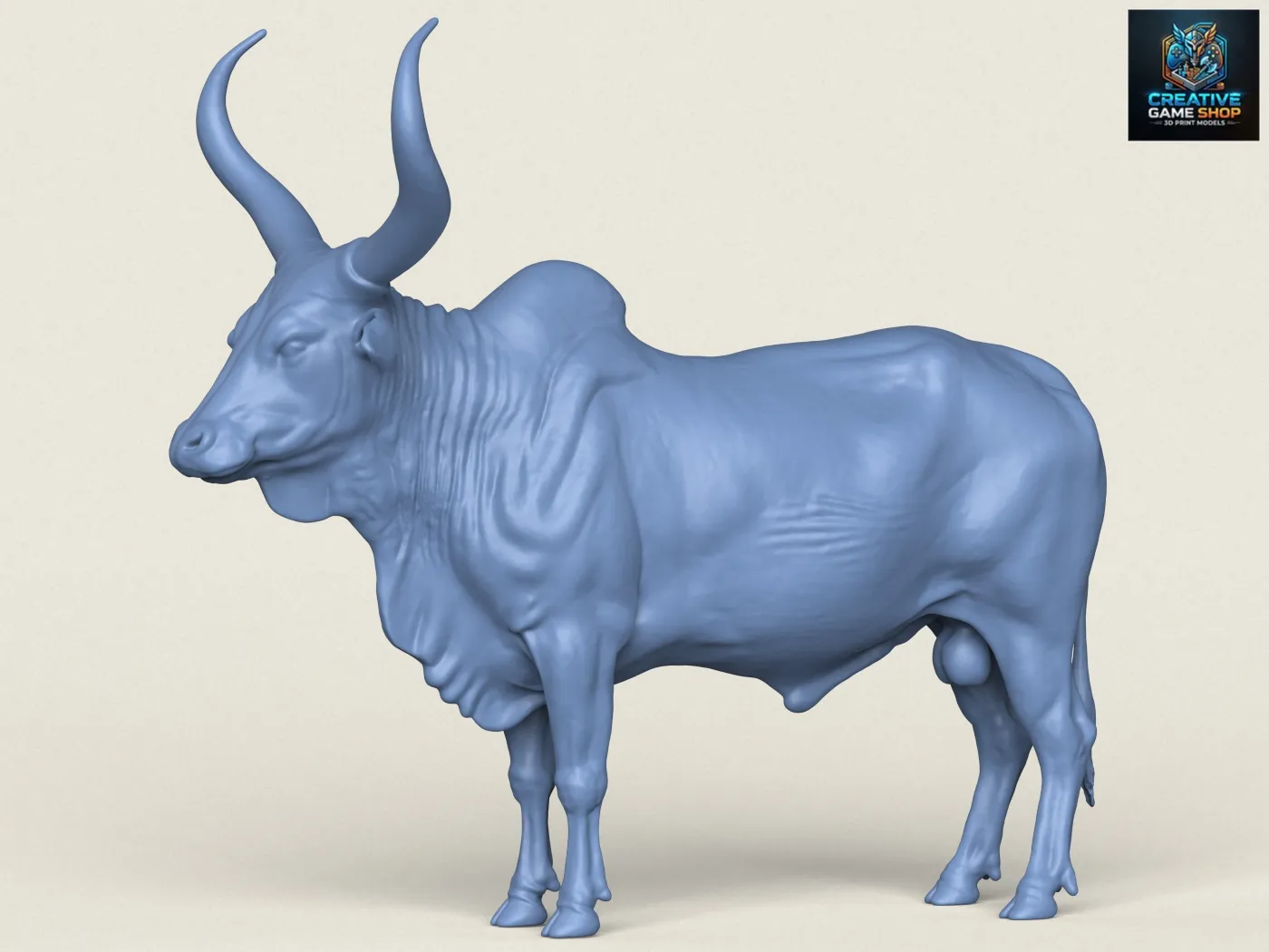Indischer Bulle 3D Druckmodell .c4d .max .obj .3ds .fbx .stl .blend 