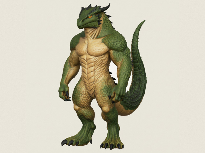 Monster Lizard Character 3D Print Model .c4d .max .obj .3ds .fbx .stl .blend 