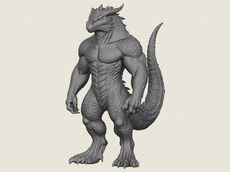 Monster Lizard Print Ready 3D 打印模型 .c4d .max .obj .3ds .fbx .stl .blend