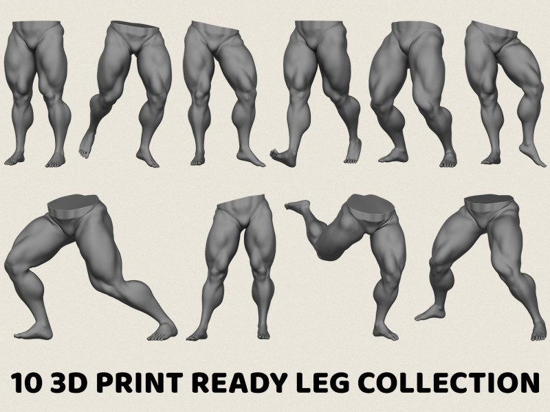 Muscular Man Leg Pose Collection Modelo de Impressão 3D .c4d .max .obj .3ds .fbx .stl .blend