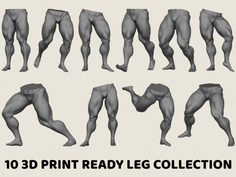 Muscular Man Leg Pose Collection Modèles 3D en vedette