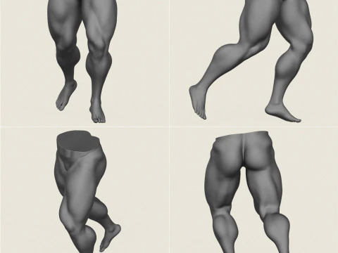 Muscular Man Leg Pose Collection 3D Print Model