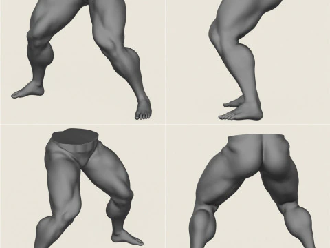 Muscular Man Leg Pose Collection 3D Print Model