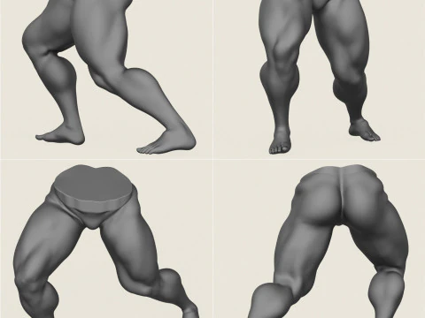 Muscular Man Leg Pose Collection 3D Print Model