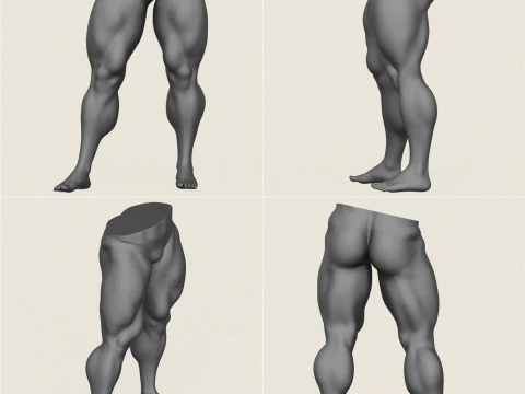 Muscular Man Leg Pose Collection 3D Print Model