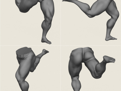 Muscular Man Leg Pose Collection Modelo de Impressão 3D