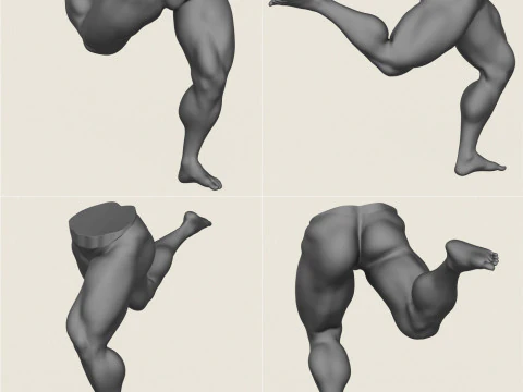 Muscular Man Leg Pose Collection 3D Print Model