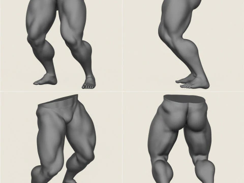 Muscular Man Leg Pose Collection 3D Print Model