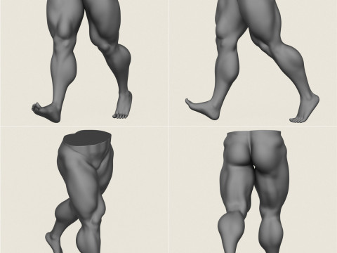 Muscular Man Leg Pose Collection Modelo de Impressão 3D