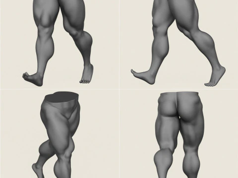Muscular Man Leg Pose Collection 3D Print Model